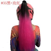 美团饿了么脏辫摩托车头盔小辫子男女机车马尾辫电动车安全帽装饰 黑玫红散辫吸盘