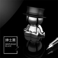 新款汽车疯帽子可爱萌小人磁性手机支架磁铁导航手机吸盘车载支架 座式款-绅士黑