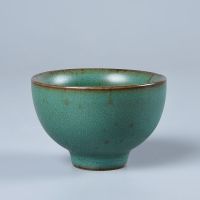 黑白绿陶瓷功夫小茶杯品茗杯套装日式主人杯茶具单杯6只装家用 绿色单个