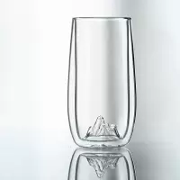 清仓双层玻璃杯隔热泡茶杯山峦杯绿茶杯耐热家用观山杯 山峰绿茶杯杯口不描金