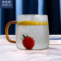 冷水壶耐高温玻璃凉水壶花茶壶防爆家用大容量凉白开壶泡茶壶套装 锤纹杯(350ml)*2