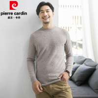 皮尔卡丹冬季羊绒衫男毛衣套头圆领中老年爸爸针织衫100纯羊绒毛衫打底