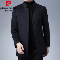 皮尔卡丹高档纯羊毛呢大衣男士外套加厚立领商务休闲中老年男装大码衣服2020冬装新款