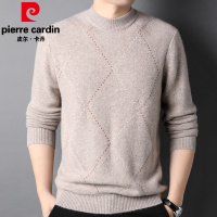 皮尔卡丹高端100纯羊绒衫男厚半高领中年男士毛衣冬提花商务休闲2021新款