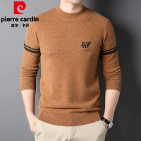皮尔卡丹品牌男士100全羊毛衫厚圆领男装毛衣潮时尚休闲打底衣服冬季新款