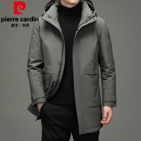 皮尔卡丹白鹅绒中长款羽绒服男可脱卸帽中青年男士中长款加厚外套冬装户外防寒保暖衣服