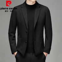 皮尔卡丹品牌100纯羊毛呢西服男士外套厚商务绅士男装单排扣衣服冬新款