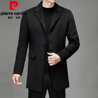 皮尔卡丹品牌双面羊毛呢大衣男中长款韩版时尚休闲青年男士外套纯色衣服冬