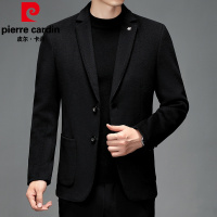 皮尔卡丹韩版修身羊毛呢西服男士外套厚款商务休闲中青年男装衣服冬季新款