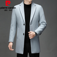 皮尔卡丹韩版夹棉中长款羊毛呢大衣男士外套厚款修身休闲男装衣服冬季新款