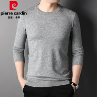 皮尔卡丹经典基础纯色圆领毛衣男长袖男士针织衫休闲男装大码上衣服薄2022