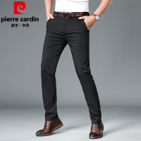 皮尔卡丹冰丝弹力条纹男士休闲裤薄抗皱直筒西裤商务男装长裤子2022年夏