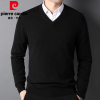 皮尔卡丹秋冬季新款高档纯羊绒衫男中青年男士宽松休闲打底针织上衣纯色