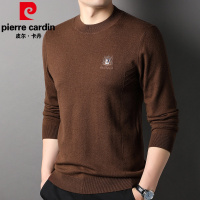 皮尔卡丹品牌高档男士100纯羊毛衫潮时尚休闲青年男装打底毛衣2022冬新款