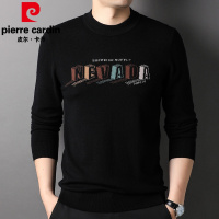 皮尔卡丹韩版字母男士100纯羊毛衫潮时尚休闲青年男装打底毛衣2022冬新款
