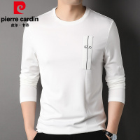 皮尔卡丹品质个性圆领领男士长袖T恤时尚休闲潮流青年男装体恤2022秋新款