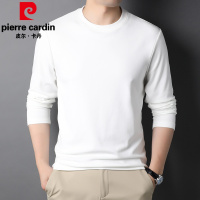 皮尔卡丹纯色圆领长袖男士T恤青年时尚休闲日常男装上衣服体恤2022秋新款