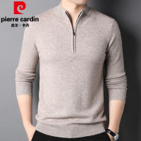 皮尔卡丹品牌本命红色立领男士100纯羊毛衫时尚休闲男装毛衣2022秋冬新款