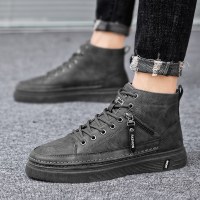 伊努特马丁靴男鞋冬季2021新款秋季英伦风高帮机车皮靴黑色工装短靴