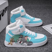 伊努特男鞋小白百搭高帮2021卡通学生空军透气平板运动鞋子涂鸦板鞋秋