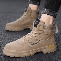 伊努特男鞋冬季干活穿的鞋子工地上班工装马丁劳保潮鞋加绒保暖棉鞋