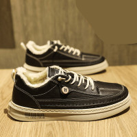 伊努特男鞋冬季2021新款黑色潮流百搭休闲运动板鞋保暖加绒棉鞋