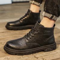 伊努特2021新款马丁靴男高帮男鞋子中帮工装潮鞋男鞋英伦风黑色皮鞋秋季