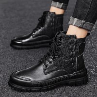 伊努特马丁靴男款冬季高帮英伦风黑色机车皮靴高帮工装靴子男鞋潮鞋