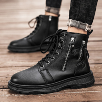伊努特马丁靴男英伦风2021秋季新款男鞋百搭高帮皮靴潮流中帮工装机车靴