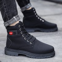 伊努特秋季马丁靴男高帮英伦风工装中帮潮鞋冬季加绒保暖雪地棉鞋男鞋子