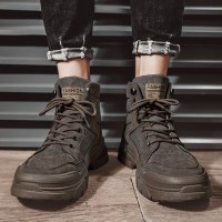 伊努特马丁靴男2021年新款秋季高帮增高英伦风休闲工装鞋潮鞋登山机车靴