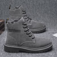 伊努特新款马丁靴男皮鞋英伦风高帮男靴子中帮工装短靴耐磨潮鞋