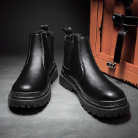 伊努特秋季切尔西靴男英伦风高帮马丁短靴复古烟筒黑色皮靴冬季ins潮鞋