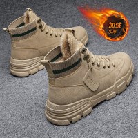 伊努特2021年冬季新款学生高帮马丁靴加绒加厚保暖棉鞋潮流百搭工装男靴