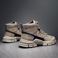 伊努特马丁靴男秋季新款英伦风中帮男靴休闲高帮帆布男鞋百搭复古工装靴