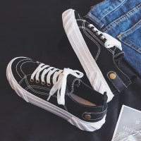 伊努特秋季新款透气帆布鞋男韩版百搭潮流黑色休闲板鞋小白鞋学生男鞋子