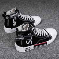 枫述高帮帆布鞋男生秋冬季潮鞋2021新款韩版潮流百搭高邦休闲男士板鞋子