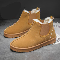 枫述雪地靴男士冬季加绒保暖加厚棉鞋2021新款一脚蹬面包男鞋