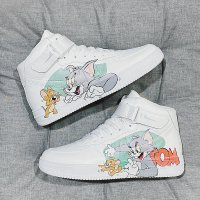 枫述男鞋秋季2021新款动漫猫和老鼠联名运动休闲高帮板鞋男