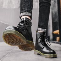 枫述秋季男鞋马丁靴男英伦风高帮皮鞋春秋款中帮工装短靴黑色休闲潮鞋