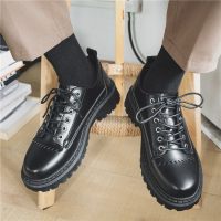 枫述秋季新款皮鞋男休闲英伦风西装鞋子韩版潮大头学生百搭黑色小皮鞋