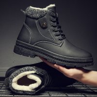 枫述冬季马丁靴男保暖加绒高帮棉鞋2021新款男士中筒雪地靴短靴子