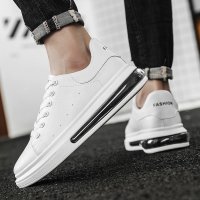 枫述春季小白鞋男厚底气垫韩版潮流百搭男士皮面增高运动休闲板鞋