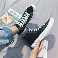 枫述帆布鞋男高帮鞋子男潮鞋韩版潮流休闲2021新款百搭蛋卷底饼干布鞋