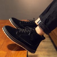 枫述长毛绒雪地靴男加绒保暖冬季鞋子新款系带男棉鞋