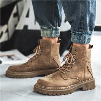 枫述秋冬款马丁靴男英伦风百搭潮工装短靴男黑色百搭青年高帮男鞋