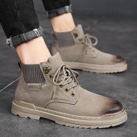枫述马丁靴男款秋冬季男鞋高帮工装男靴中帮厚底加绒保暖男士雪地靴子
