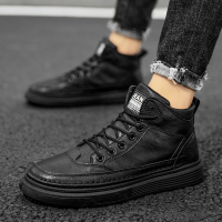 枫述皮鞋男2021年春秋季新款黑色高帮商务休闲鞋潮流冬季加绒保暖棉鞋