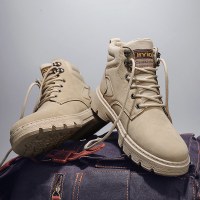 枫述马丁靴男秋冬季英伦风沙漠工装大黄作战训军皮靴子战术潮鞋