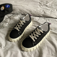 枫述帆布鞋女秋季薄款2021年春秋新款厚底ins街拍饼干鞋休闲小鞋